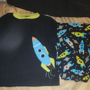 *nd Sz 7 Carter's Rocket Ship Loose Fit Fleece Pajama Set - Rockets